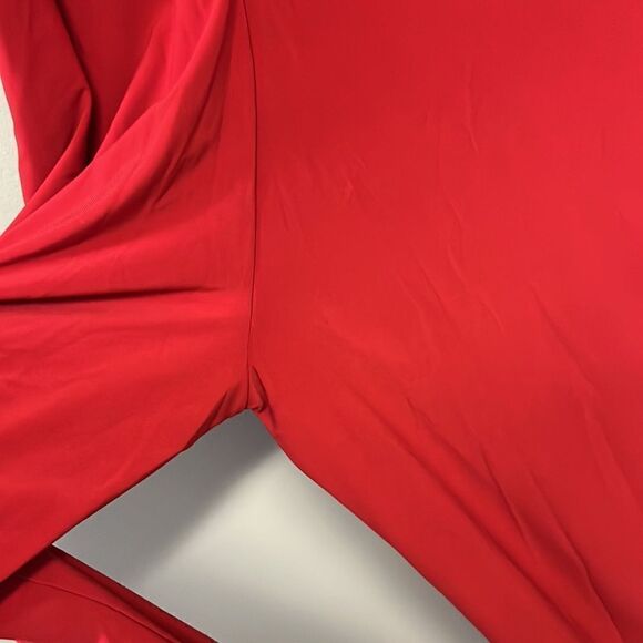 Bebe Red V-Neck Sleeveless Ruffled Wide Leg Back Zip-Up Jumpsuit- Size 6 - Picture 12 of 16